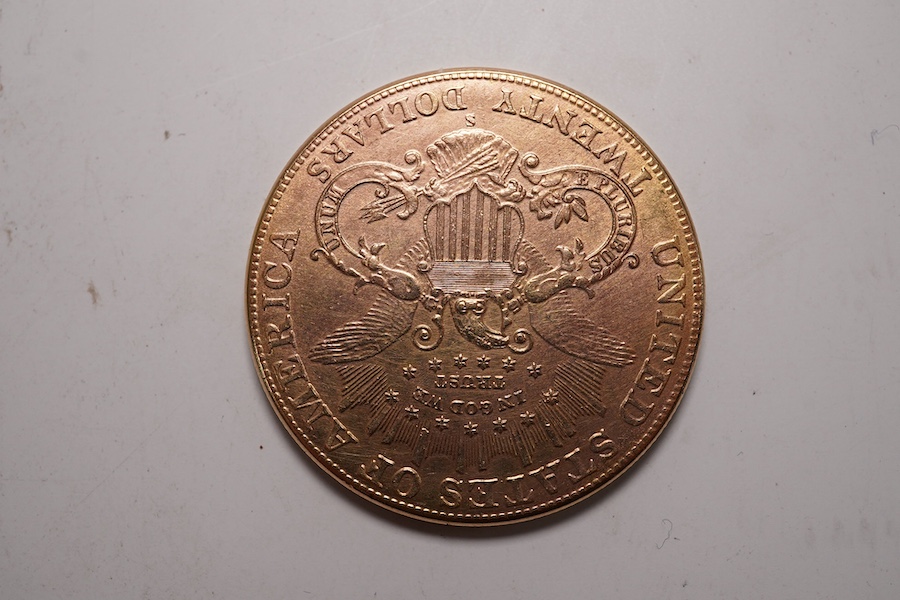 U.S.A. gold coins, gold $20 coin, 1906S, VF or better